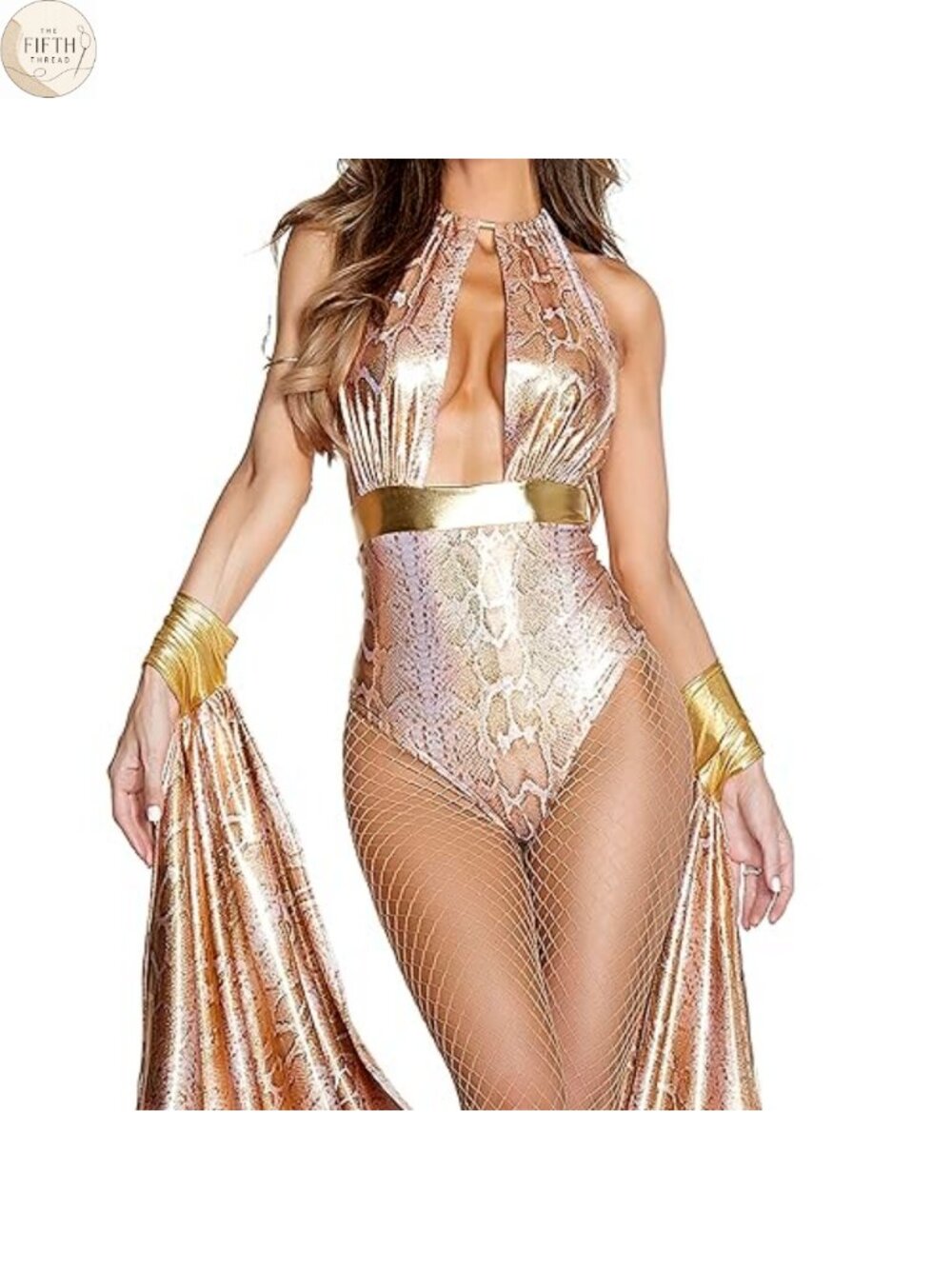 Polyester Spandex Bodysuit Arm Cape Medusa Costume Set Adult